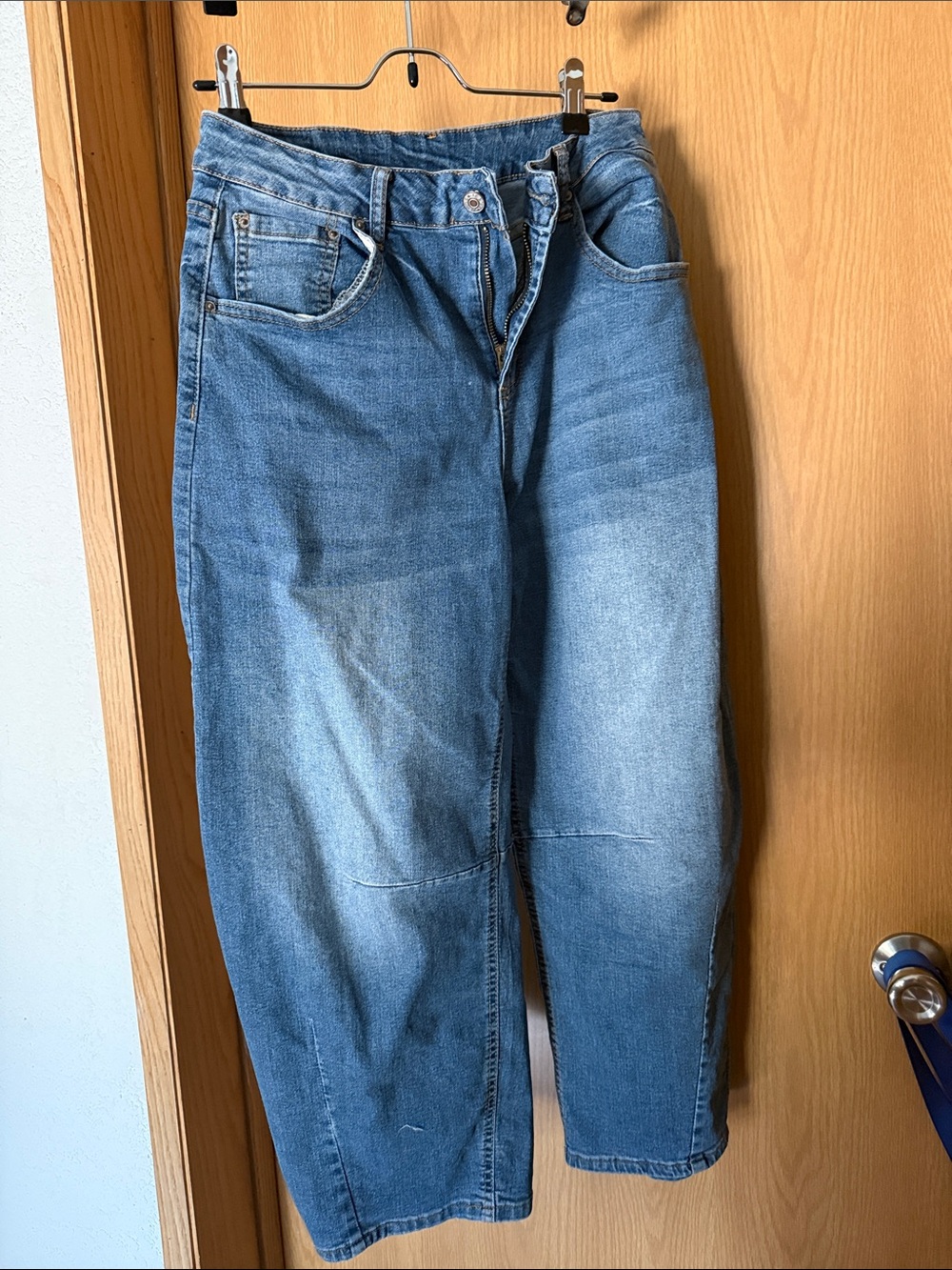 High-Rise Cropped Women's Blue Denim Jeans